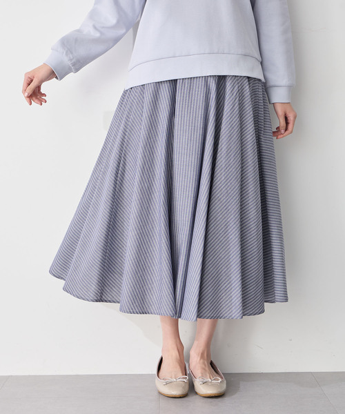 Petit Honfleur（プチオンフルール）の「ストライプフレアスカート（スカート・レディース・ブルー/ネイビー・M/L）」の17枚目の写真