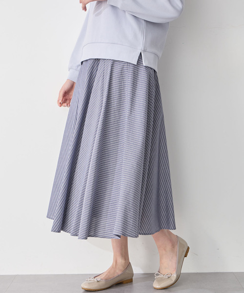 Petit Honfleur（プチオンフルール）の「ストライプフレアスカート（スカート・レディース・ブルー/ネイビー・M/L）」の18枚目の写真