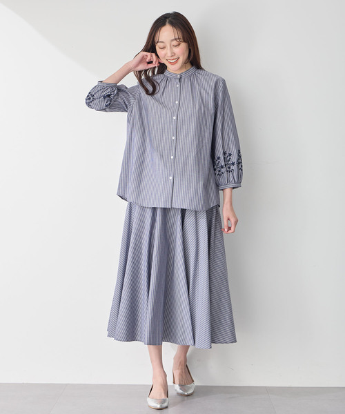 Petit Honfleur（プチオンフルール）の「ストライプフレアスカート（スカート・レディース・ブルー/ネイビー・M/L）」の20枚目の写真