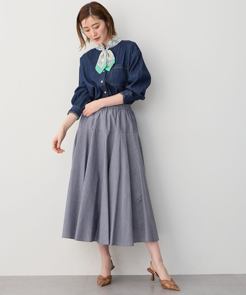 セール】ストライプフレアスカート（スカート）｜Petit Honfleur