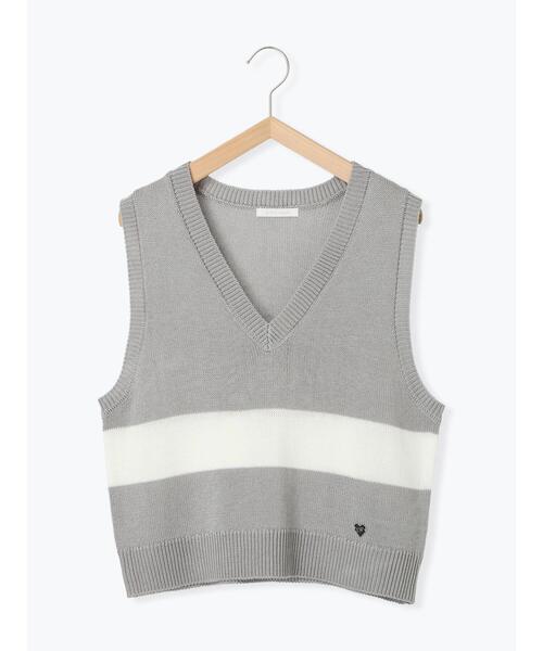 ehka sopo（エヘカソポ）の「配色ラインニットベスト（ベスト・レディース・グレー/ブルー/オフホワイト・F）」の22枚目の写真