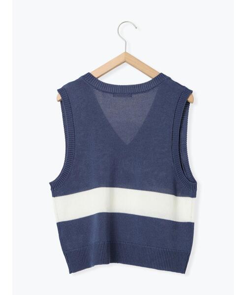ehka sopo（エヘカソポ）の「配色ラインニットベスト（ベスト・レディース・グレー/ブルー/オフホワイト・F）」の20枚目の写真