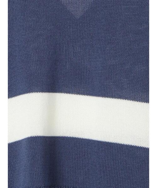 ehka sopo（エヘカソポ）の「配色ラインニットベスト（ベスト・レディース・グレー/ブルー/オフホワイト・F）」の6枚目の写真