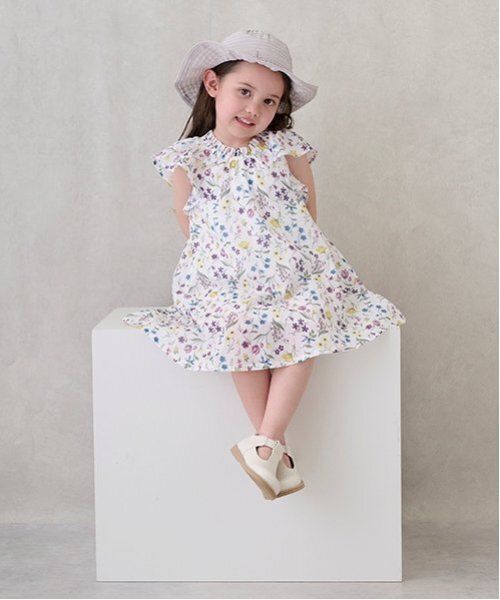 petit main（プティマイン）の「【リンク】ラメストライプ/花柄ワンピース(キッズ)（ワンピース・キッズ・カラフル/オフホワイト・100cm/90cm/130cm/110cm/120cm/80ｃｍ）」の6枚目の写真