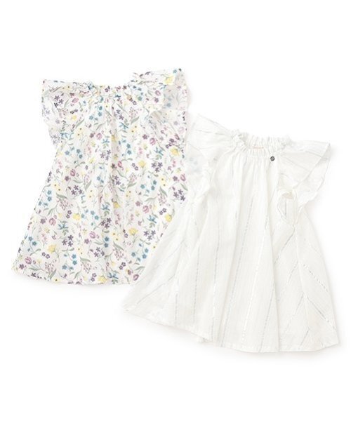 petit main（プティマイン）の「【リンク】ラメストライプ/花柄ワンピース(キッズ)（ワンピース・キッズ・カラフル/オフホワイト・100cm/90cm/130cm/110cm/120cm/80ｃｍ）」の19枚目の写真