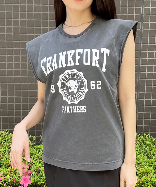 spiritoso(スピリトーゾ)の「【spiritoso】FRANKFORTプリントTシャツ(CP)(Tシャツ/カットソー・レディース・チャコール/サックスブルー・F)」の9枚目の写真