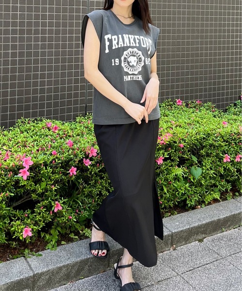 spiritoso(スピリトーゾ)の「【spiritoso】FRANKFORTプリントTシャツ(CP)(Tシャツ/カットソー・レディース・チャコール/サックスブルー・F)」の8枚目の写真