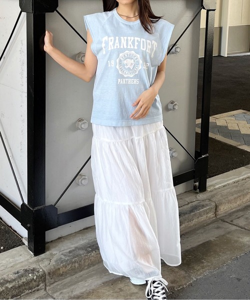 spiritoso(スピリトーゾ)の「【spiritoso】FRANKFORTプリントTシャツ(CP)(Tシャツ/カットソー・レディース・チャコール/サックスブルー・F)」の17枚目の写真