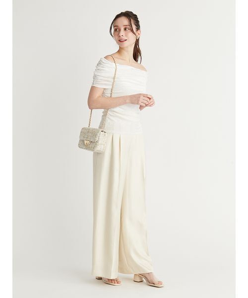 tシャツ オフショルチュールベロアトップス レディース オフショルチュールベロアトップス（Tシャツ/カットソー