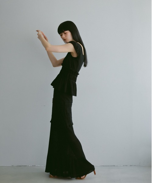 CASA FLINE（カーサフライン）の「レース編みラインニットスカート（スカート・レディース・ブラック/クリーム・FREE）」の2枚目の写真