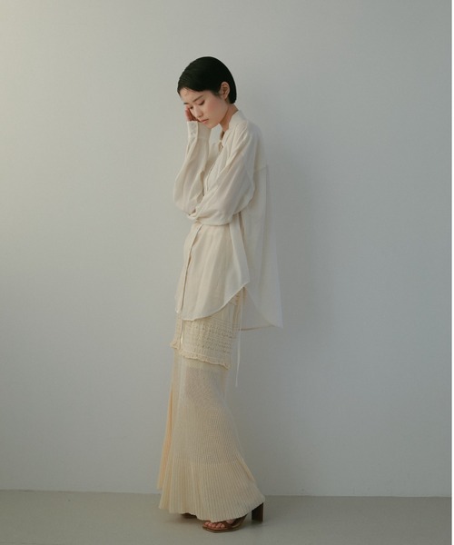 CASA FLINE（カーサフライン）の「レース編みラインニットスカート（スカート・レディース・ブラック/クリーム・FREE）」の4枚目の写真