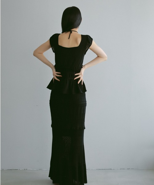 CASA FLINE（カーサフライン）の「レース編みラインニットスカート（スカート・レディース・ブラック/クリーム・FREE）」の9枚目の写真