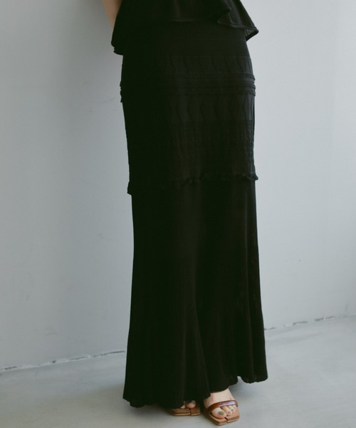 CASA FLINE（カーサフライン）の「レース編みラインニットスカート（スカート・レディース・ブラック/クリーム・FREE）」の10枚目の写真