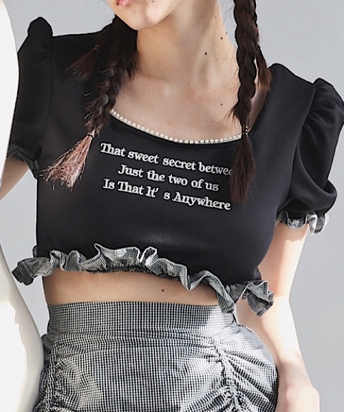 PAIN(ペイン)の「パールテープポンチトップス(Tシャツ/カットソー・レディース・ホワイト/ブラック/ブルー・FREE)」の2枚目の写真