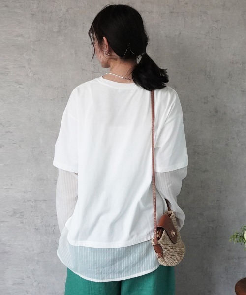 SELECT LEVERY(セレクトリベリー)の「シアーストライプレイヤードプルオーバー(Tシャツ/カットソー・レディース・ブラック/ピンク/グレー/オフホワイト・FREE)」の22枚目の写真