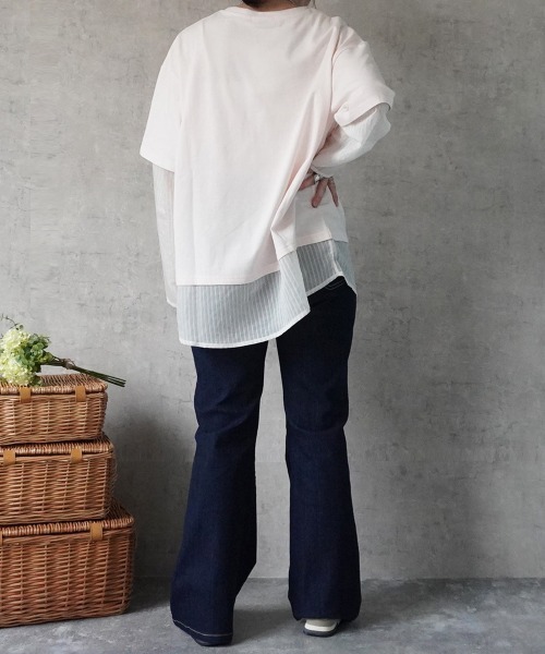 SELECT LEVERY(セレクトリベリー)の「シアーストライプレイヤードプルオーバー(Tシャツ/カットソー・レディース・ブラック/ピンク/グレー/オフホワイト・FREE)」の19枚目の写真