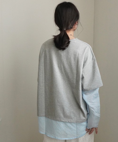 SELECT LEVERY(セレクトリベリー)の「シアーストライプレイヤードプルオーバー(Tシャツ/カットソー・レディース・ブラック/ピンク/グレー/オフホワイト・FREE)」の13枚目の写真