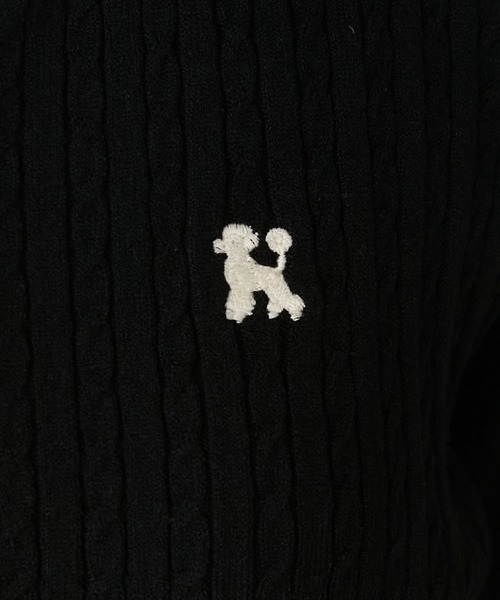 BONLECILL（ボンルシール）の「【至福のカヌレニット】アソートDOG刺繍ミニケーブルカーディガン（カーディガン/ボレロ・レディース・ネイビー/レッド/アイボリー/ブラック・FREE）」の5枚目の写真