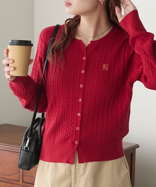 BONLECILL（ボンルシール）の「【至福のカヌレニット】アソートDOG刺繍ミニケーブルカーディガン（カーディガン/ボレロ・レディース・ネイビー/レッド/アイボリー/ブラック・FREE）」の22枚目の写真