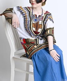 ダシキ柄半袖Tシャツ