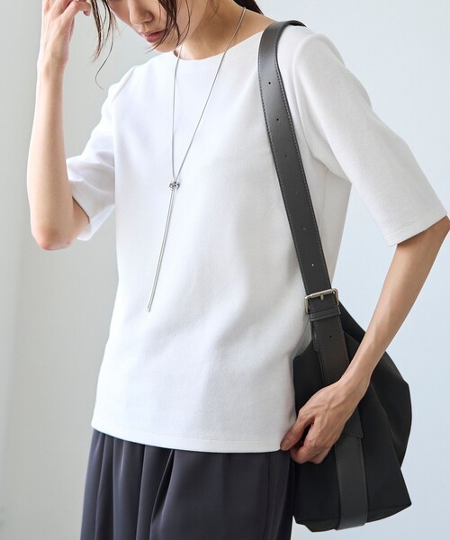 RONEL(ロネル)の「ボートネックジャージープルオーバー(Tシャツ/カットソー・レディース・ブラック/オリーブ/ホワイト/ライトグレー/ワイン・FREE)」の2枚目の写真