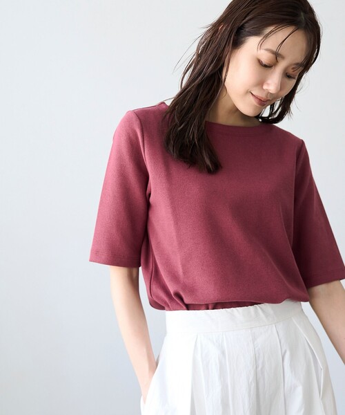 RONEL(ロネル)の「ボートネックジャージープルオーバー(Tシャツ/カットソー・レディース・ブラック/オリーブ/ホワイト/ライトグレー/ワイン・FREE)」の5枚目の写真