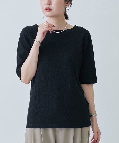 RONEL(ロネル)の「ボートネックジャージープルオーバー(Tシャツ/カットソー・レディース・ブラック/オリーブ/ホワイト/ライトグレー/ワイン・FREE)」の3枚目の写真