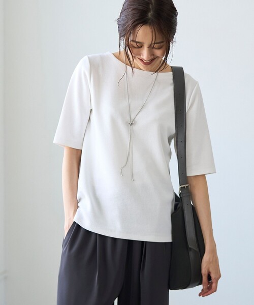 RONEL(ロネル)の「ボートネックジャージープルオーバー(Tシャツ/カットソー・レディース・ブラック/オリーブ/ホワイト/ライトグレー/ワイン・FREE)」の20枚目の写真