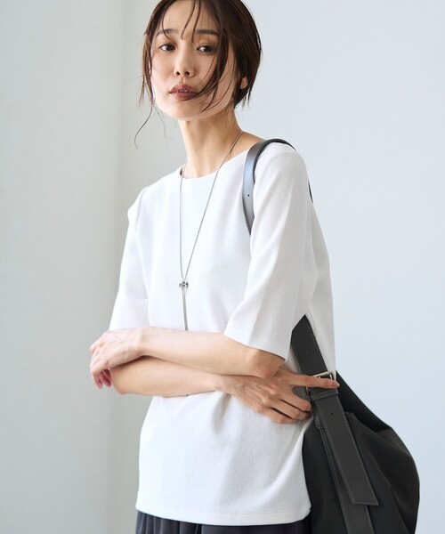RONEL(ロネル)の「ボートネックジャージープルオーバー(Tシャツ/カットソー・レディース・ブラック/オリーブ/ホワイト/ライトグレー/ワイン・FREE)」の21枚目の写真