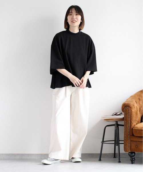 cepo（セポ）の「天竺モックネックショートスリーブTee（Tシャツ/カットソー・レディース・コーラルピンク/チャコール/ブラック/オフホワイト/ベージュ・M）」の18枚目の写真