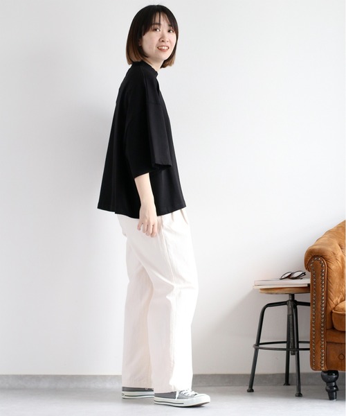 cepo（セポ）の「天竺モックネックショートスリーブTee（Tシャツ/カットソー・レディース・コーラルピンク/チャコール/ブラック/オフホワイト/ベージュ・M）」の21枚目の写真