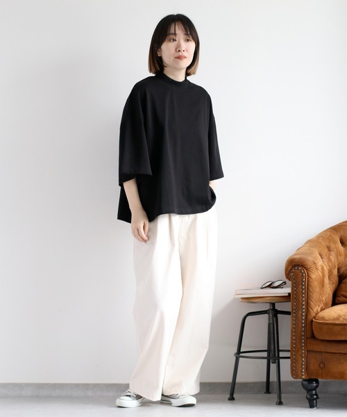 cepo（セポ）の「天竺モックネックショートスリーブTee（Tシャツ/カットソー・レディース・コーラルピンク/チャコール/ブラック/オフホワイト/ベージュ・M）」の22枚目の写真