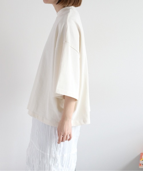 cepo（セポ）の「天竺モックネックショートスリーブTee（Tシャツ/カットソー・レディース・コーラルピンク/チャコール/ブラック/オフホワイト/ベージュ・M）」の13枚目の写真