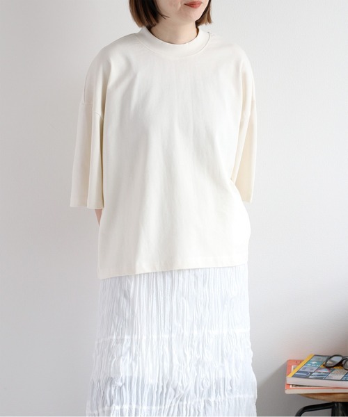 cepo（セポ）の「天竺モックネックショートスリーブTee（Tシャツ/カットソー・レディース・コーラルピンク/チャコール/ブラック/オフホワイト/ベージュ・M）」の17枚目の写真