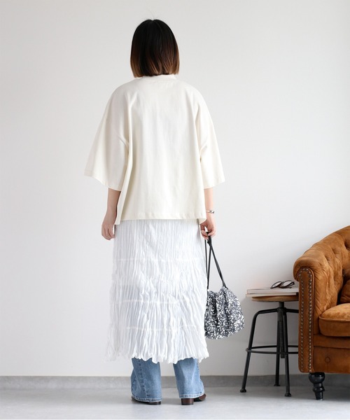 cepo（セポ）の「天竺モックネックショートスリーブTee（Tシャツ/カットソー・レディース・コーラルピンク/チャコール/ブラック/オフホワイト/ベージュ・M）」の9枚目の写真