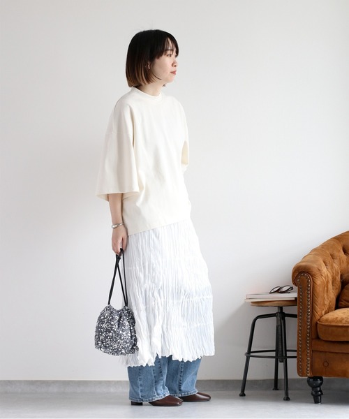 cepo（セポ）の「天竺モックネックショートスリーブTee（Tシャツ/カットソー・レディース・コーラルピンク/チャコール/ブラック/オフホワイト/ベージュ・M）」の10枚目の写真