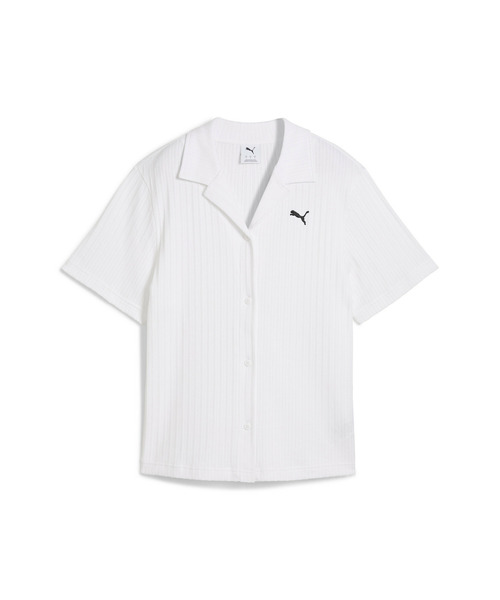 PUMA(プーマ)の「PUMA プーマ ウィメンズ ワードローブ ESS リブ ポインテール 半袖 シャツ(Tシャツ/カットソー・レディース・ホワイト/パープル・X-LARGE/SMALL/MEDIUM/LARGE/X-SMALL)」の4枚目の写真