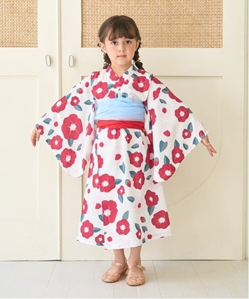 fooグリーンリボン浴衣＆青紫蝶々浴衣フリル袖ゆったりワンピース2点 セール】【浴衣】すぽっと着やすい♪ 柄アソート・ワンピース