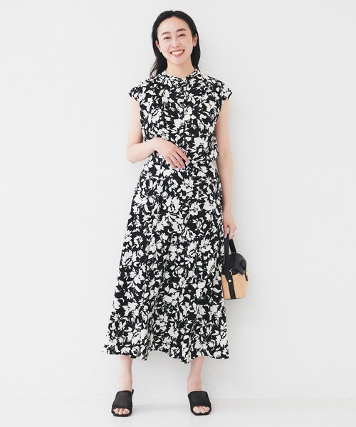 セール】【セットアップ可/洗える】モザイクフラワー柄ブラウス