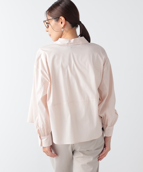 GALLORIA（ギャローリア）の「ショート丈シャツ（シャツ/ブラウス・レディース・スモークピンク/ホワイト×ネイビー・LL/S/M/L）」の8枚目の写真