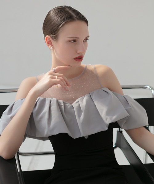 セール】【LEJA LUXE】2WAYストーンペプラムビスチェマーメイドドレス