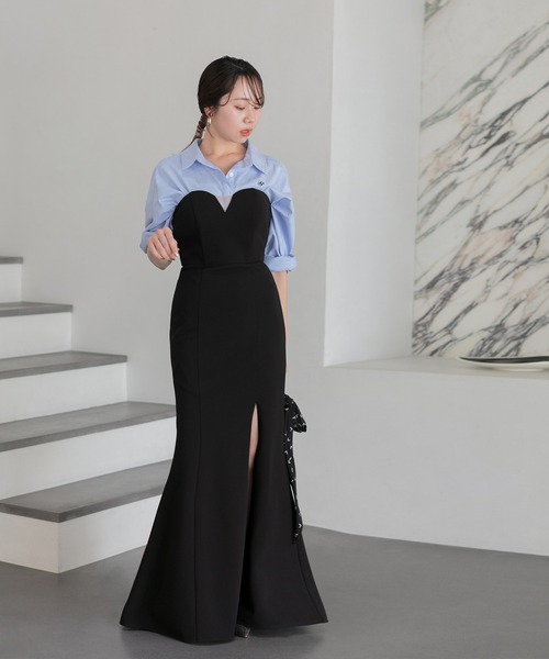 セール】【LEJA LUXE】2WAYストーンペプラムビスチェマーメイドドレス 