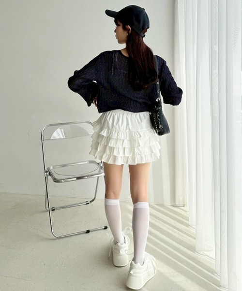 one after another NICE CLAUP(ワンアフターアナザーナイスクラップ)の「【新色追加】プラットフォームリボンカスタムスニーカー(スニーカー・レディース・ホワイト/ネイビー/サックスブルー・S/M/L)」の8枚目の写真