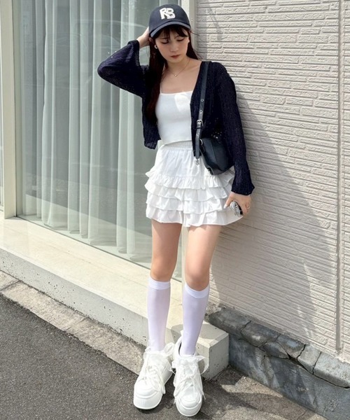 one after another NICE CLAUP(ワンアフターアナザーナイスクラップ)の「【新色追加】プラットフォームリボンカスタムスニーカー(スニーカー・レディース・ホワイト/ネイビー/サックスブルー・S/M/L)」の6枚目の写真