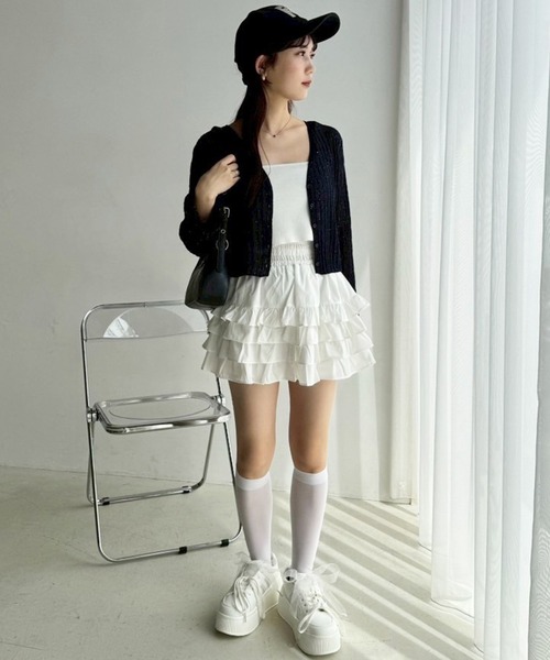 one after another NICE CLAUP(ワンアフターアナザーナイスクラップ)の「【新色追加】プラットフォームリボンカスタムスニーカー(スニーカー・レディース・ホワイト/ネイビー/サックスブルー・S/M/L)」の7枚目の写真