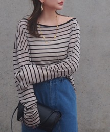 border sheer long tops /ボーダーシアーロングTシャツ
