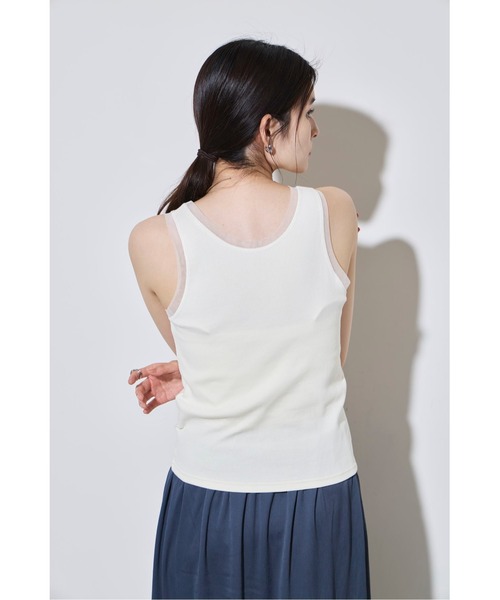 &. NOSTALGIA(アンドドットノスタルジア)の「チュール重ねタンクトップ(Tシャツ/カットソー・レディース・オフホワイト/チャコールグレー・M)」の11枚目の写真