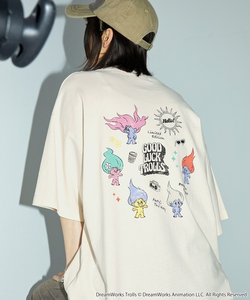 Anchor Smith(アンカー スミス)の「Good Luck Trolls 別注 ヴィンテージ加工 オーバーサイズプリント半袖Tシャツ/ グッドラックトロールズ(Tシャツ/カットソー・レディース・ブラック/アイボリー/ピンク・M/L)」の16枚目の写真
