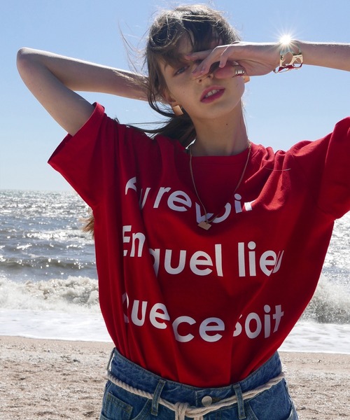 LARTIGENT(ラーティゼン)の「LB AEQ T-SHIRT(Tシャツ/カットソー・レディース・レッド/ホワイト/ベージュ・FREE)」の3枚目の写真