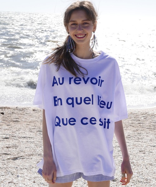 LARTIGENT(ラーティゼン)の「LB AEQ T-SHIRT(Tシャツ/カットソー・レディース・レッド/ホワイト/ベージュ・FREE)」の1枚目の写真